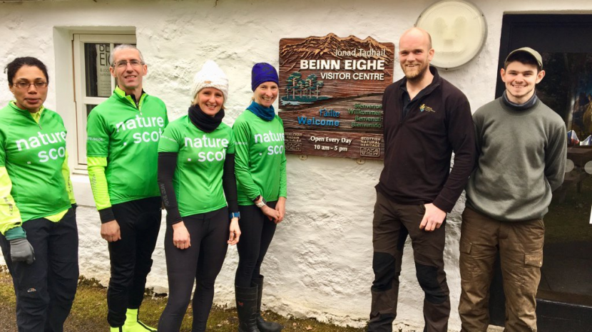 CycleForNature - Francesca Osowska opens the Beinn Eighe NNR visiotr centre for the 2018 season.