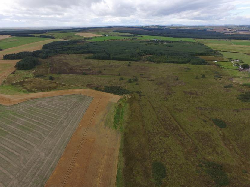 Peatland ACTION: Moss of Kinmundy - Aerial view. ©Hywel Maggs/RSPB Scotland. For information on reproduction rights contact the Scottish Natural Heritage Image Library on Tel. 01738 444177 or www.nature.scot