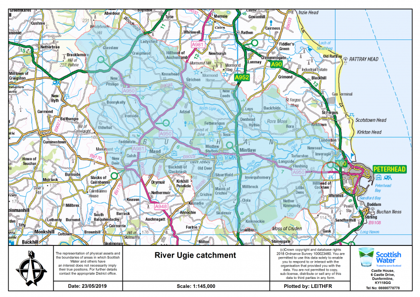 Peatland ACTION - The Ugie Peatland Partnership boundary map. ©Scottish Water/Peatland ACTION. For information on reproduction rights contact the Scottish Natural Heritage Image Library on Tel. 01738 444177 or www.nature.scot
