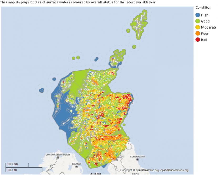 Figure 15.2 Status of Scotland’s surface waters, 2016. (Source SEWeb)