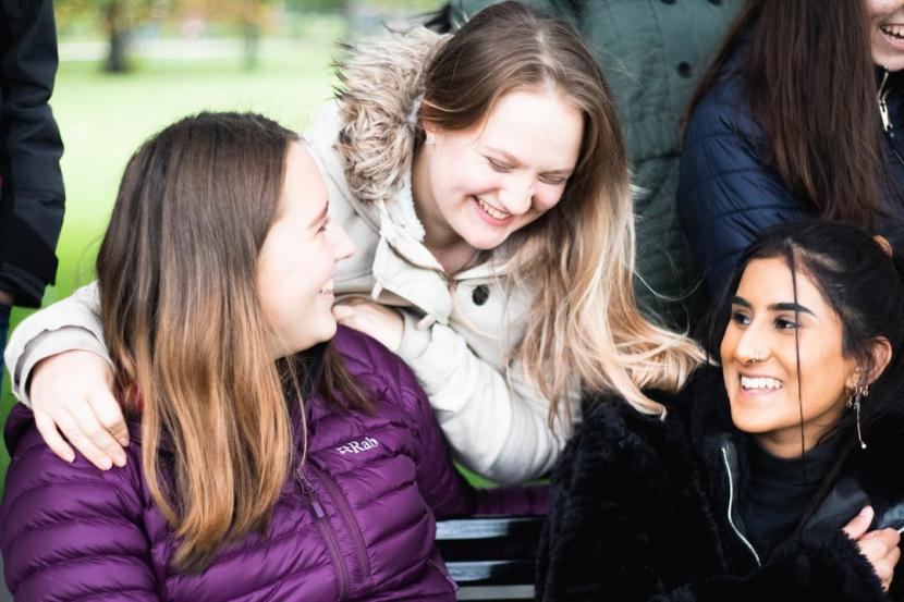 Young people laughing
