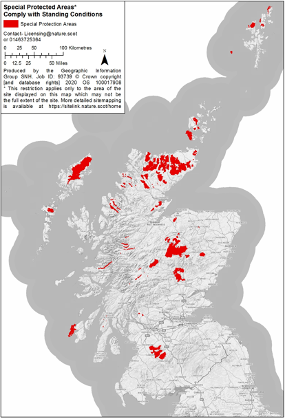 map showing special protected areas