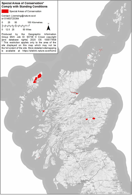 map showing Special Areas of Conservation