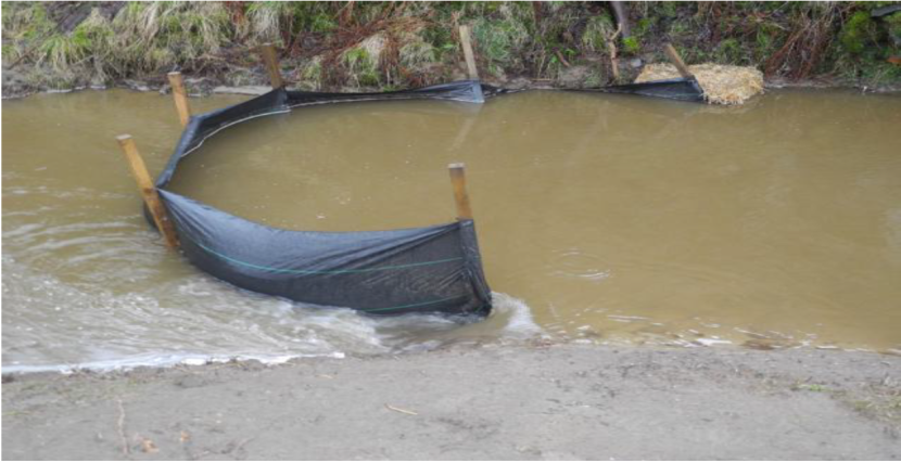 Silt fencing being overwhelmed by silt