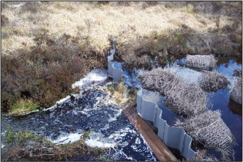 a supported dam with river on either side