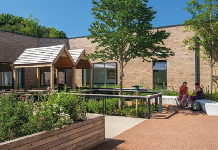 two people in urban greenspace