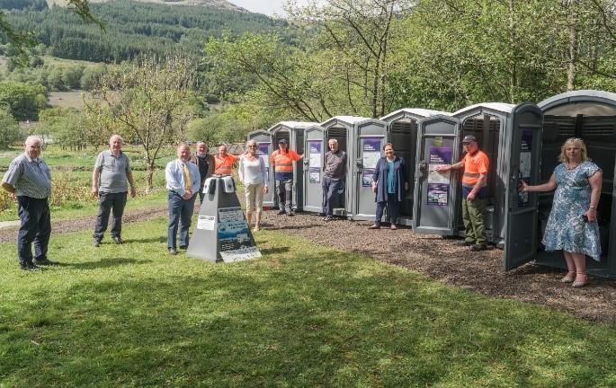 Row of temporary toilets at Arrochar