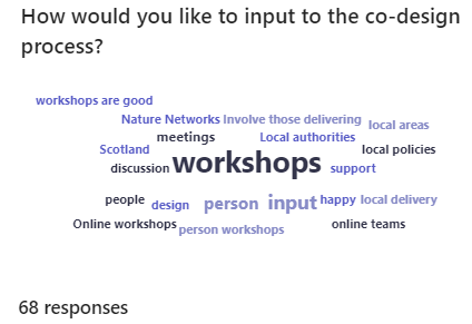 Word cloud of responses - full description provided on page