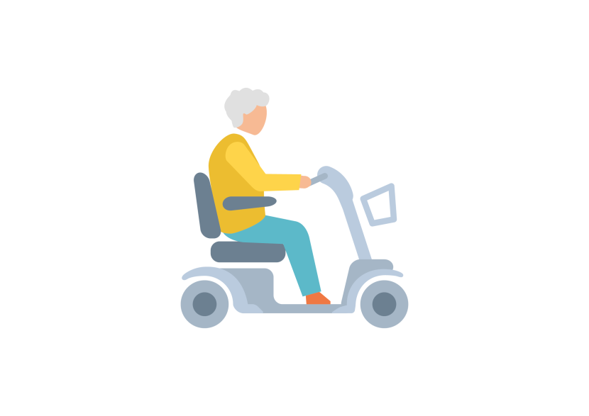 Infographic - old woman on a scooter