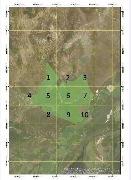 Figure 3: Map showing numbered tiles where cameras will be located