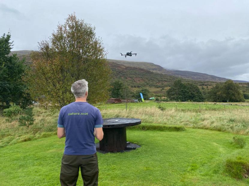 Drone test flight at Creag Meagaidh National Nature Reserve during Wild Deer Best Practice event.