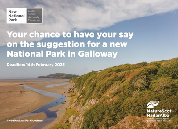 Your chance to have your say on the suggestion for a new National Park in Galloway leaflet front cover