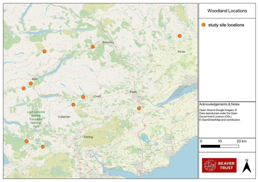 Map of study site locations