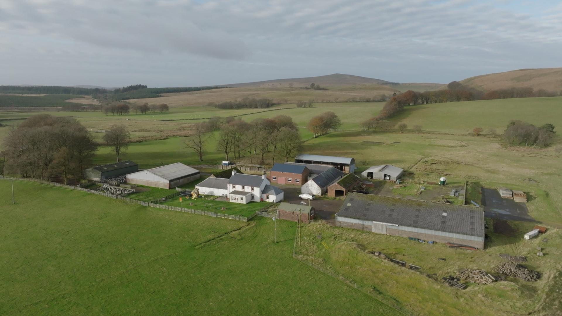 Aerial view of Tardoes Farm buildings